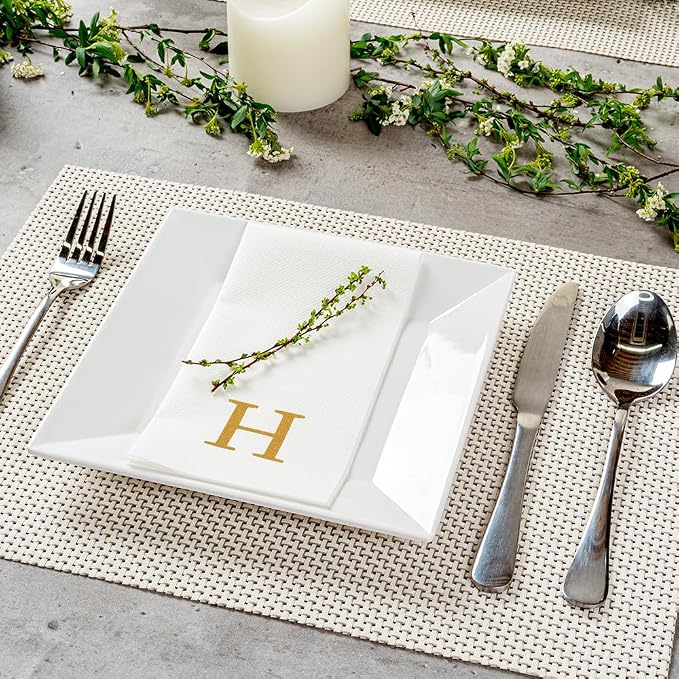 Luxenap 15.8 X 7.9 Inch Linen-Feel Guest Towels, 50 Lettered Hand Towels - Image 3