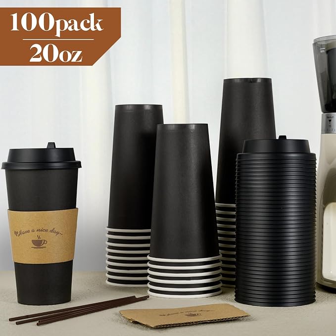 LITOPAK 50 Pack 20 oz Paper Coffee Cups - Image 3