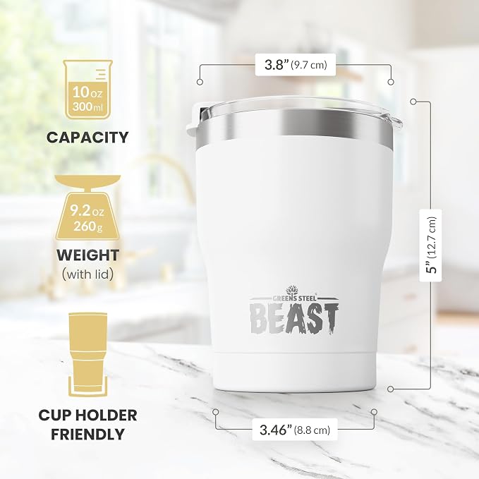 Beast 10 oz Tumbler Stainless Steel Vacuum Insulated Coffee Ice Cup Double Wall - Image 6