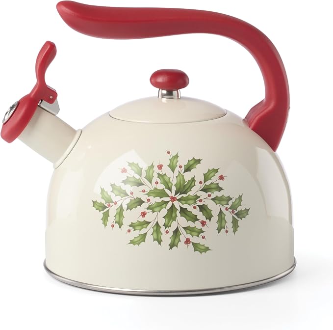 Lenox Holiday Aluminum Christmas Tea Kettle, 84oz | dishwasher safe | by Lenox