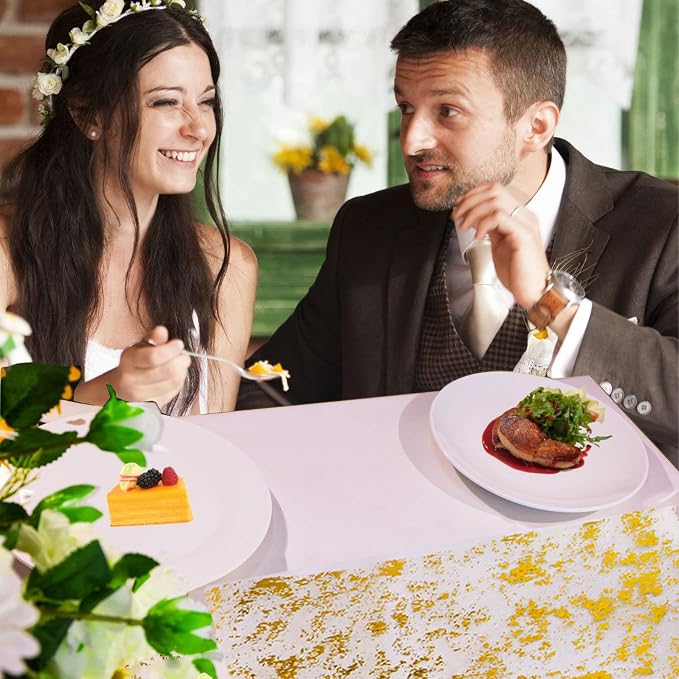 Snowkingdom Glitter Gold Table Runner Roll 11 Inch x 20 Feet Thin Mesh Sparkly - Image 7