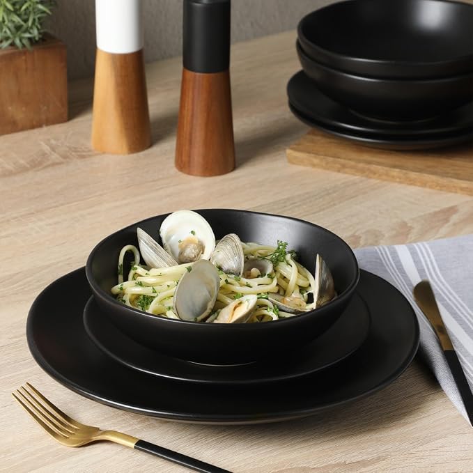 Gibson Home Bethel 18 Piece Plates and Bowls Ceramic Stoneware Organic Shape - Image 4