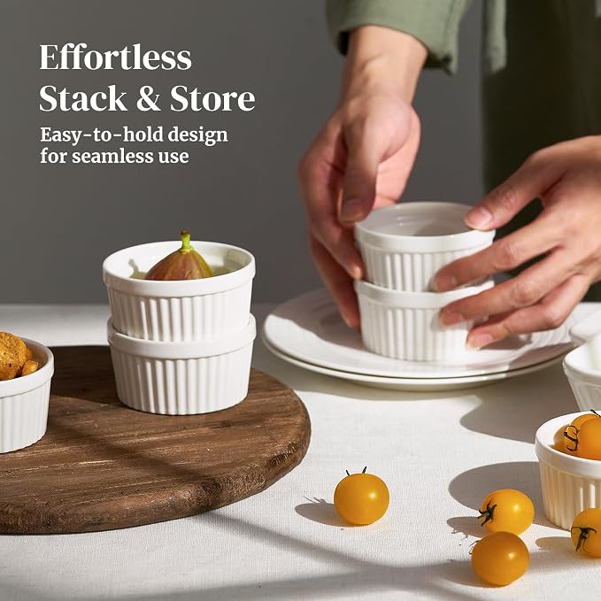 DOWAN 4 oz Ceramic Ramekins Set of 6, Oven Safe Souffle Dishes - Image 7