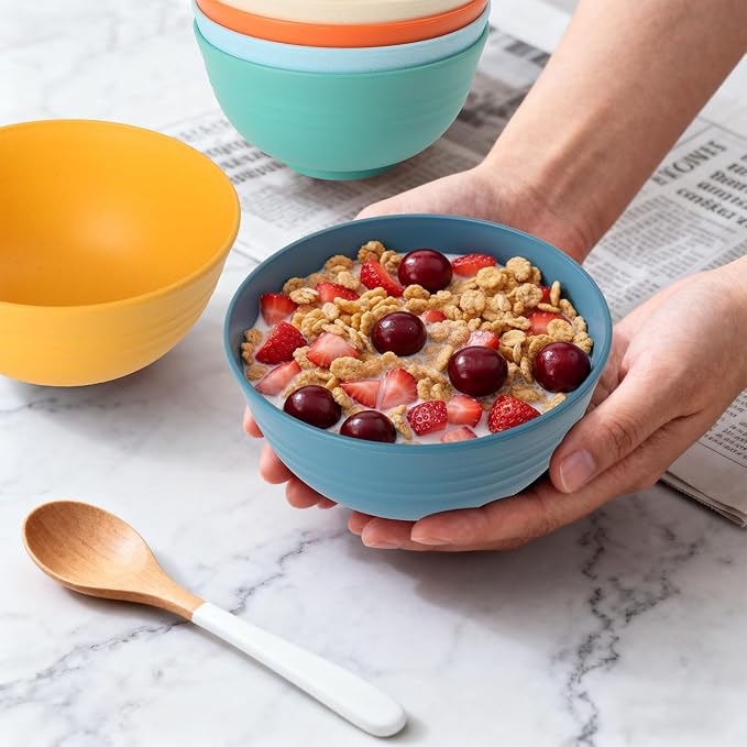 Wheat Straw Bowls, 26 OZ Cereal Bowls Set of 6, Unbreakable Salad and Soup Bowls - Image 6