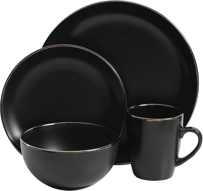 Gibson Home Rockaway 16-Piece Round Stoneware Dinnerware Set, Service - Image 2