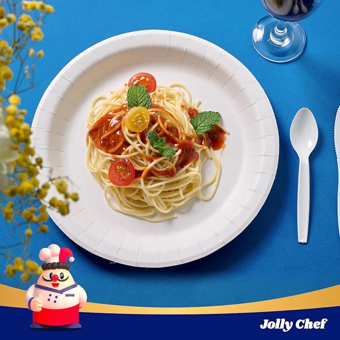 JOLLY CHEF10 inch 140 Pack Disposable Paper Plates, Soak Proof, Cut Proof - Image 4