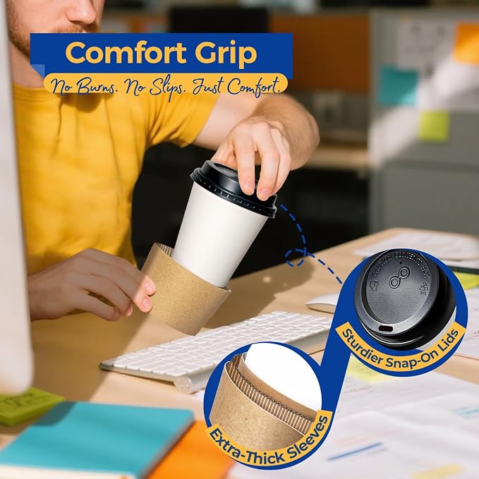 Fit Meal Prep 100 Pack 10 oz Disposable Coffee Cups - Image 8