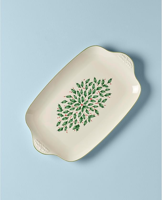 Lenox Holiday Oversized Stoneware Christmas Serving Platter | dishwasher safe - Image 2