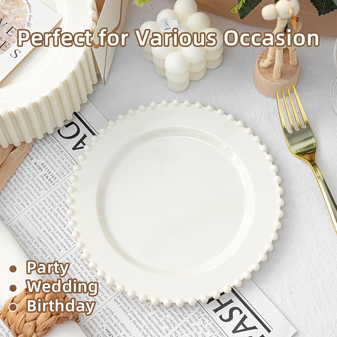 72 Pcs Party Plates Dessert Plate, 7 Inch Ivory Plastic Plate Disposable | - Image 3