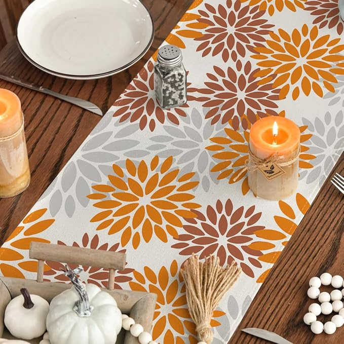 Artoid Mode Orange Dahlia Fall Table Runner 13x36 Inch | Seasonal Autumn - Image 7