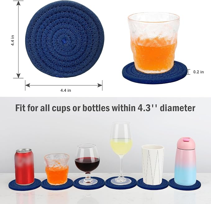 ABenkle Drink Coasters with Holder Set of 10, Cotton Woven Absorbent Coasters - Image 2