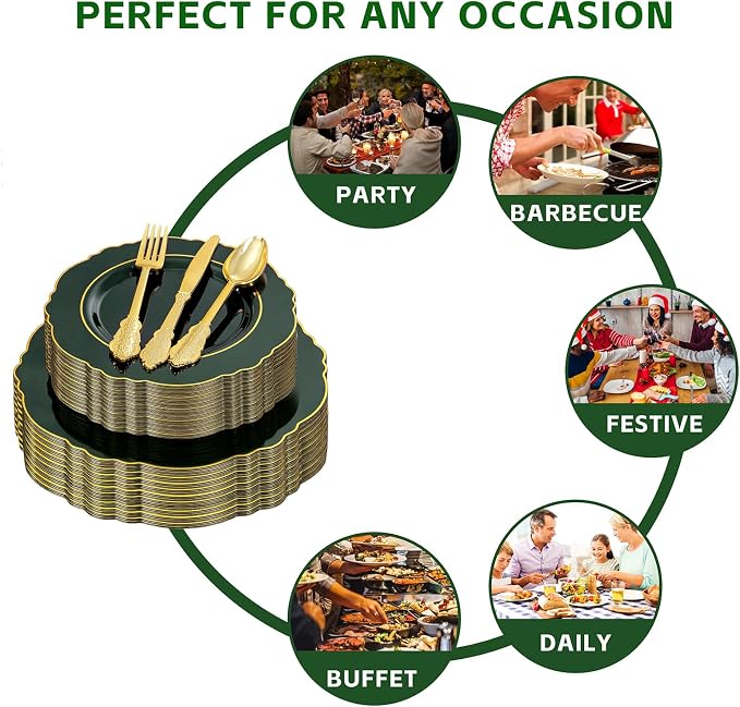 350PCS Green Plastic Plates - Image 7