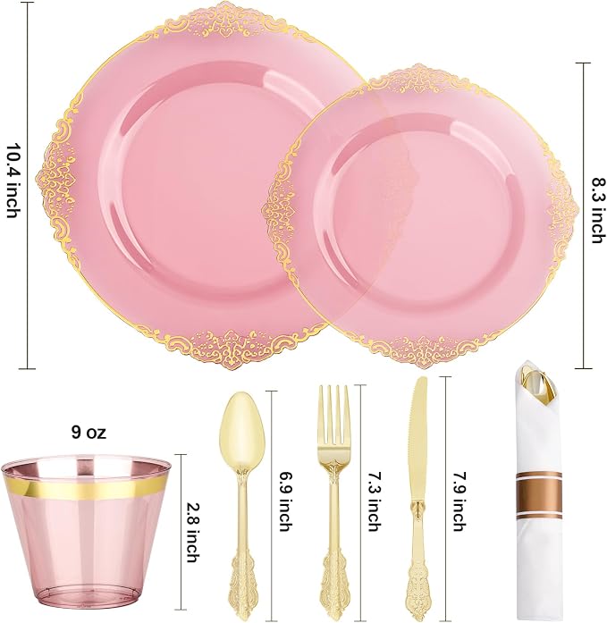 Bestluck 350PCS Burgundy Disposable Dinnerware - Image 2