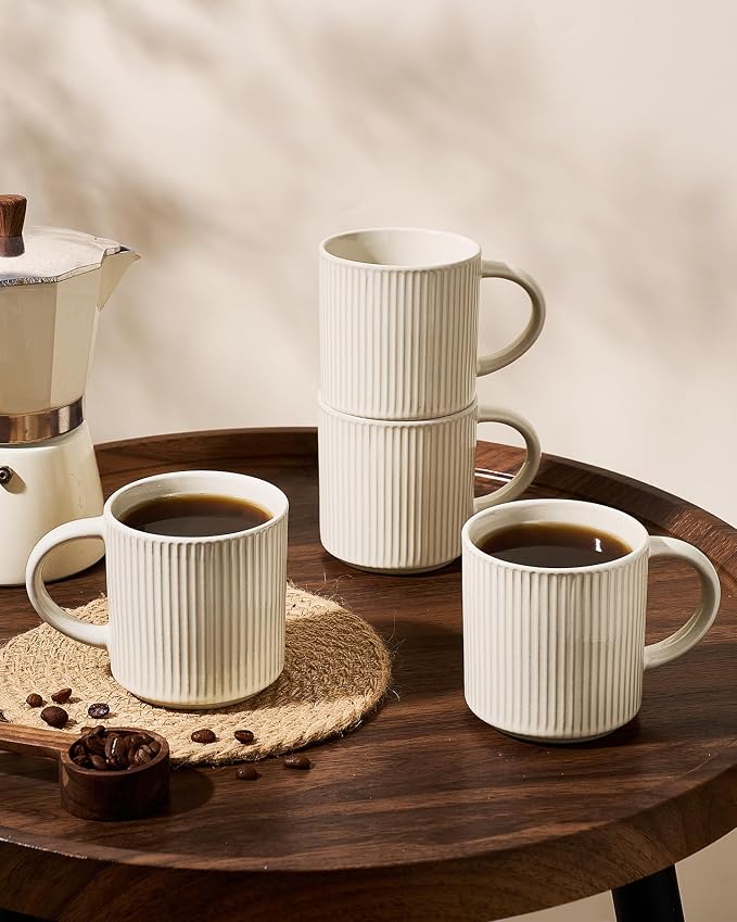famiware Coffee Mug Set for 4, Star 12 oz Catering Mugs Cup Set - Image 3