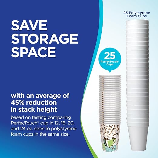Dixie PerfecTouch 10 oz Paper Coffee Cups By GP PRO, Coffee Haze Design - Image 6
