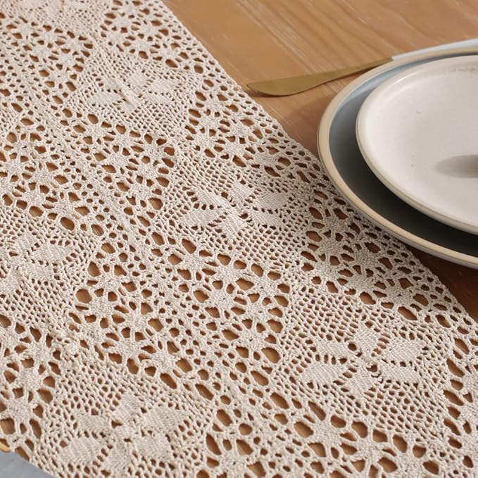 meioro Crochet Lace Table Runner, 12x94 Inch Boho Cotton Table Runners - Image 5