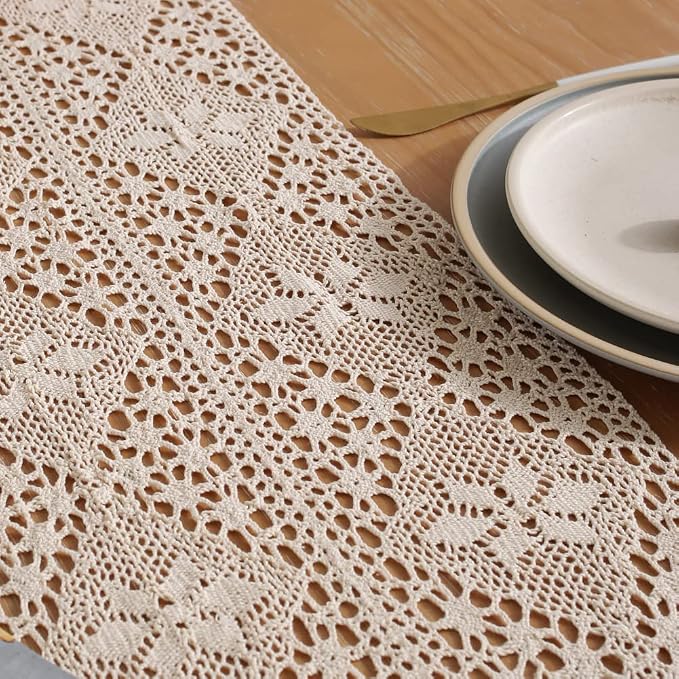 meioro Crochet Lace Table Runner, 12x64 Inch Boho Cotton Table Runners - Image 5