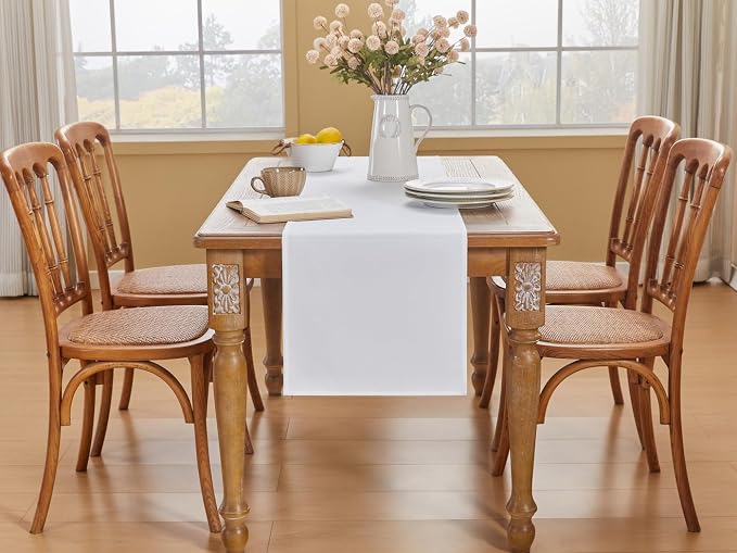 YATOJUZI White Table Runner Seasonal Wedding Kitchen Dining Table Decorations - Image 4