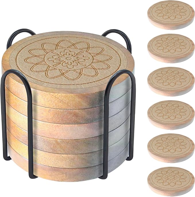 Wood Coasters for Drinks Housewarming Gifts for Home Decoration Absorbent by Unknown