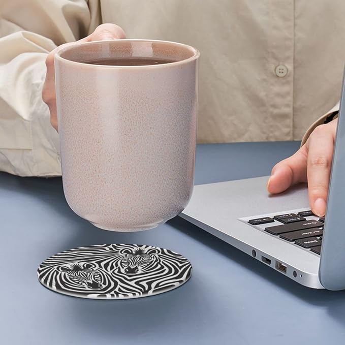 6 Pcs Zebra Couple Leather Coasters - Image 7