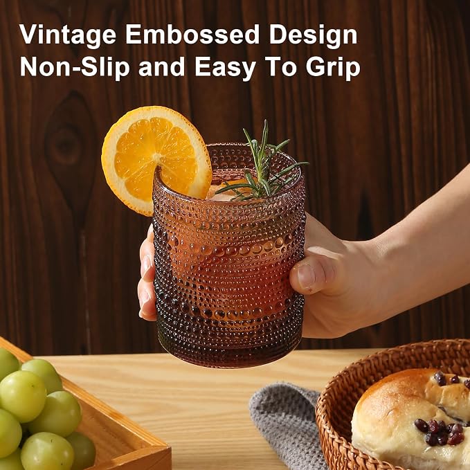 ZMOWIPDL 12oz & 15oz Hobnail Drinking Glasses, - Image 6
