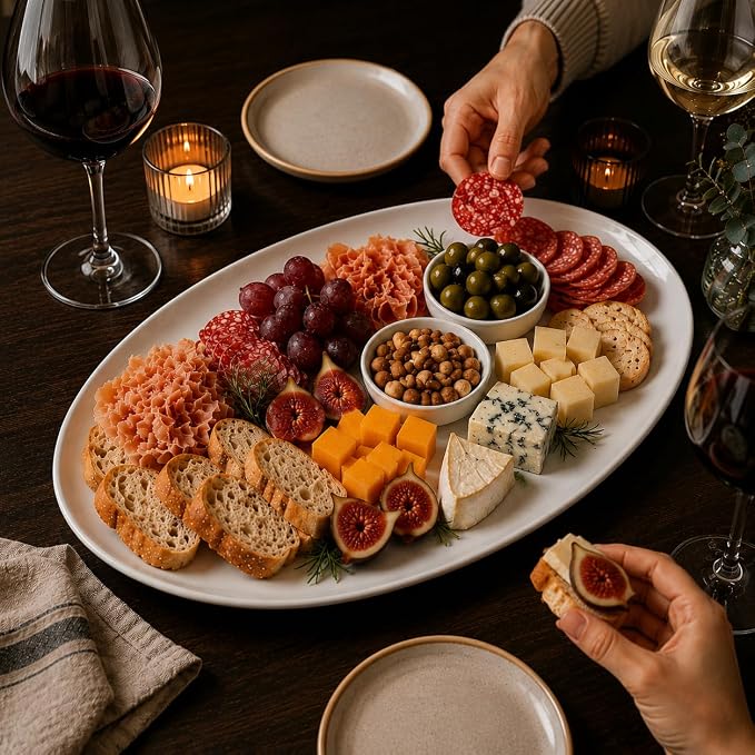 Serving Platters Set of 2 – 15.5 Inch Oval White Serving Platters, Large - Image 3
