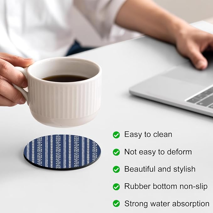 Vintage Striped Coasters Set of 4, Absorbent Coasters - Image 4