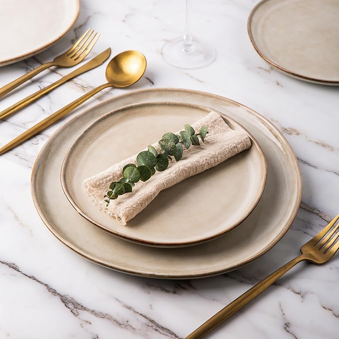 AmorArc Ceramic Dinner Plates Set of 6, 10.5 Inch Stoneware Plates Set | - Image 5