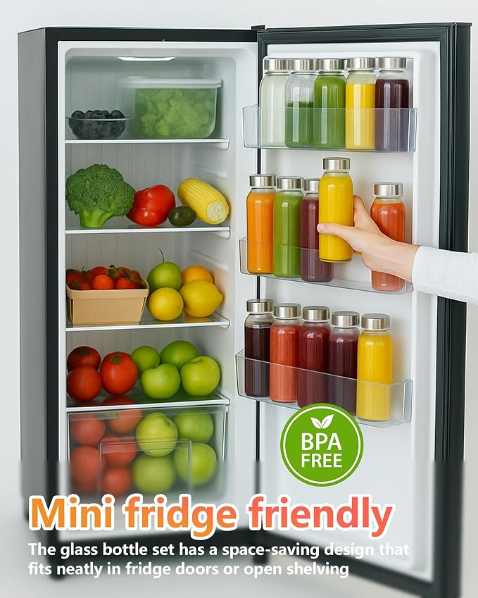 Zukro 10.5 oz Glass Juice Bottles - Image 3
