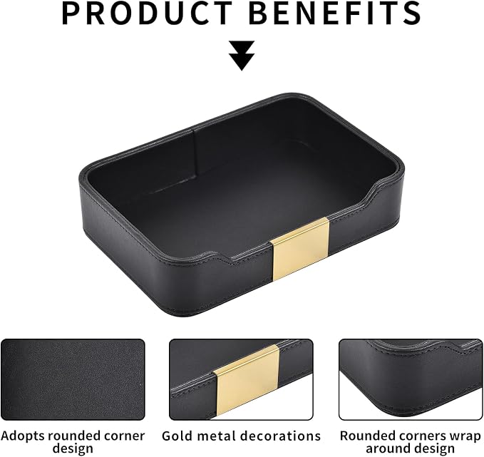 Luxury Leather Valet Tray Desktop Storage Organizer, Bedside Vanity Catchall - Image 8