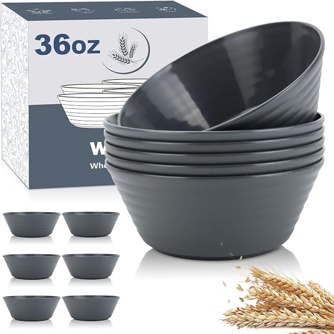 Wheat Straw Bowl Sets, Microwave and Dishwasher Safe Bowls, Salad Bowls by WROVA