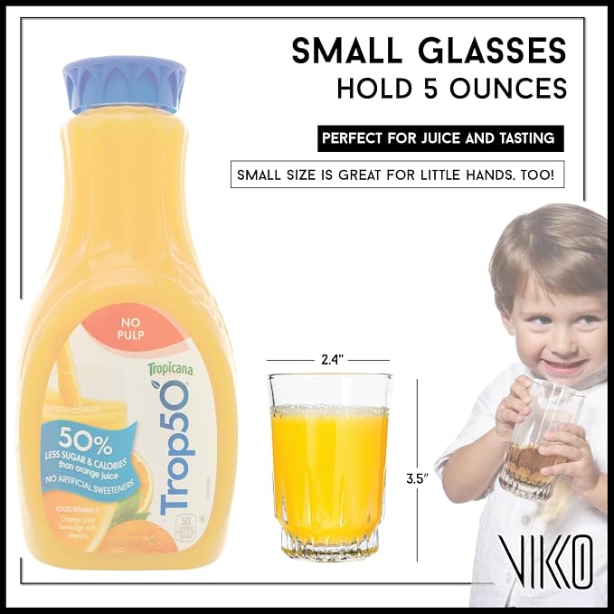 Vikko SMALL Juice Glasses Cup, Heavy Base Glassware, 5 Ounce Clear Glass Tumbler - Image 2