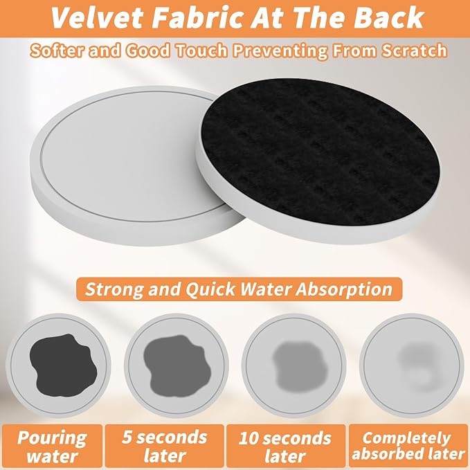 Azhou 6Pcs Absorbent Diatomaceous Earth Coasters Set - Image 2