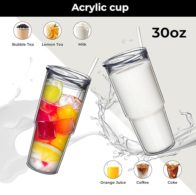 MEWAY 30oz/2 pcs Classic Insulated Tumblers, Double Wall Acrylic Tumbler - Image 3