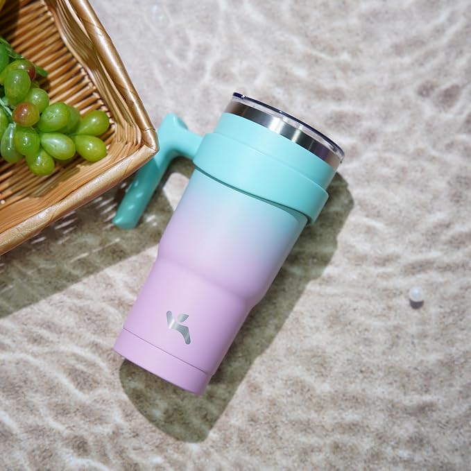Konokyo 20 oz Tumbler with Handle and Straw, Insulated Travel Mug | Gum; - Image 7