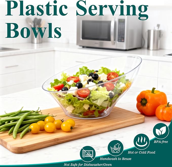 Bestluck 20 Oz Clear Plastic Party Bowls, 12 Pack | Disposable Snack Bowls - Image 4