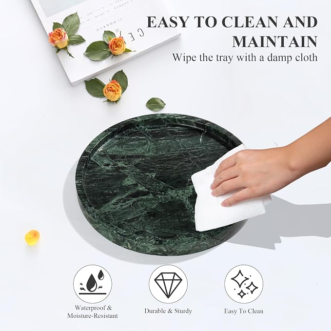 Real Natural Round Marble Tray for Bathroom, Genuine Marble Stone Vanity Tray - Image 6