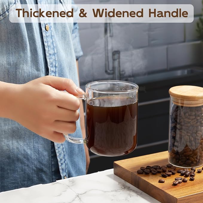 Glass Coffee Mugs, 12 oz iced coffee cups, Glass Mugs - Image 4