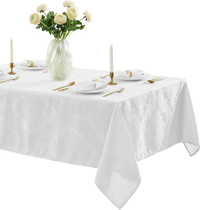 Newbridge Barcelona Luxury Damask Fabric Tablecloth, 52” Wide x 70” Rectangle by HomeBargainsPlus