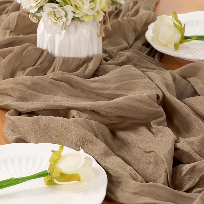 Nude Cheesecloth Table Runner 160 Inches 14 Ft Gauze Table Runner | Summer Boho - Image 6