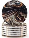 6 Pcs Black and Gold Marble Coasters by Dksyee