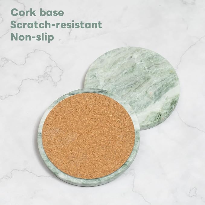 Green Marble Drink Coasters, Natural Stone Coasters - Image 6