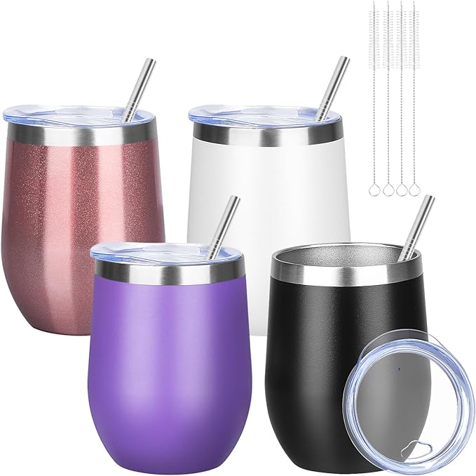 12oz/4 Pack Wine Tumbler Glasses by YEBTSLife