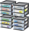 IRIS USA 4-Pack, 3-Drawer Small Plastic Stacking Desktop Organizer, stationery by IRISUSA