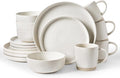 Famiware Milkyway 16-Piece Stoneware Plates and Bowls, Matte Beige White | by Famiware