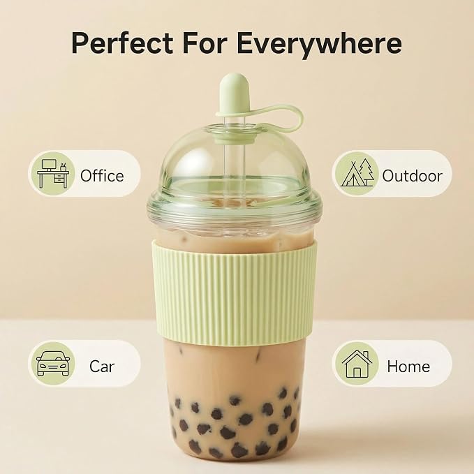 Reusable Iced Coffee Cups with Lids and Straws 17oz, Boba Cup with Straw - Image 5