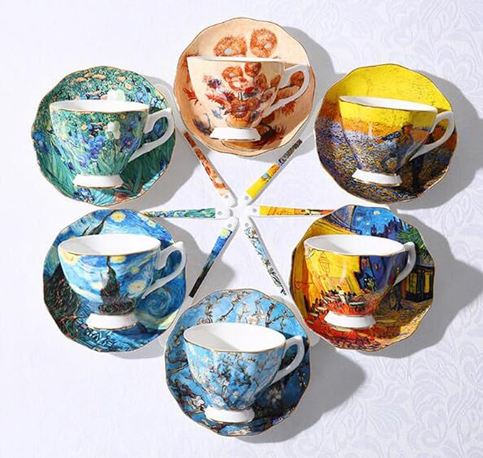 Bone China Cup &Saucer Set, 7oz- Van Gogh's Paintings - Image 5