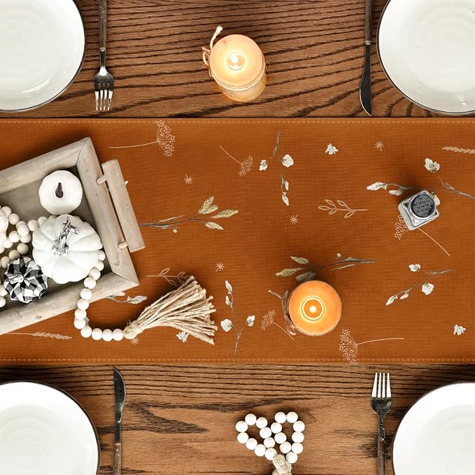 Artoid Mode 210 GSM Fall Table Runner 13x60 Inch Home Party Decor | Orange - Image 7