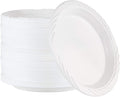 200 Count Disposable 9 Inch White Plastic Dinner Plates large by PLASTICPRO