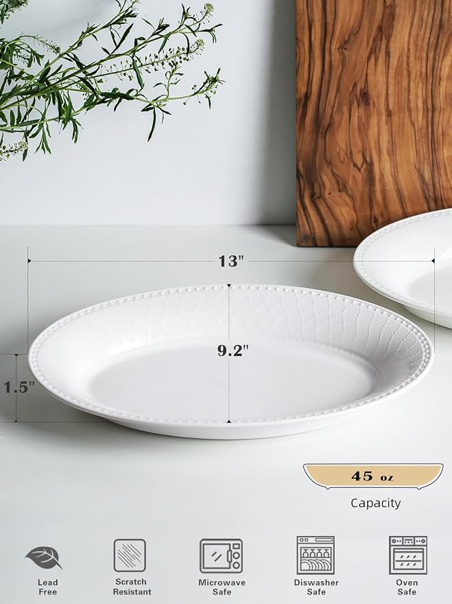 Kanwone Ceramic Large Serving Bowls, Oval Serving Platters - Image 2